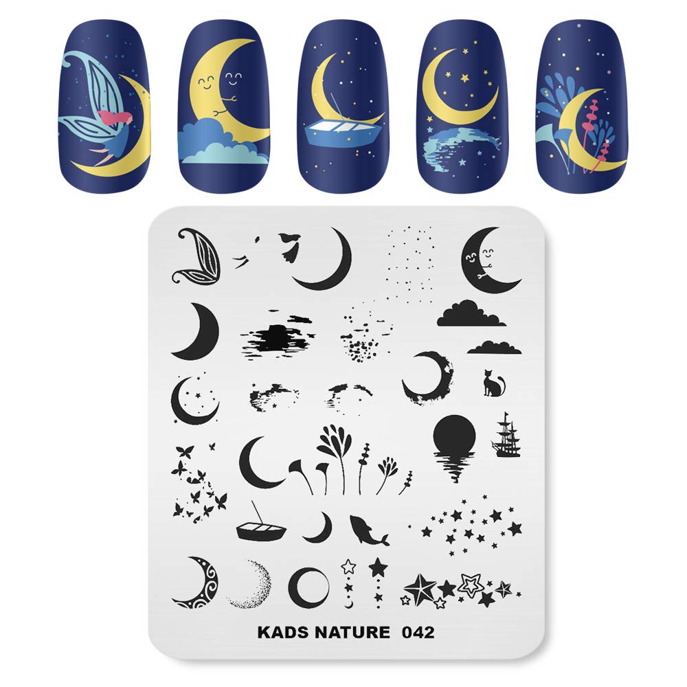 ネイルプレート Amazon | KADS ネイルスタンププレート 月 スター スタンピング
